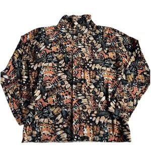 Women's Butterfly Wing Print Mock Neck Turtleneck Long Sleeve Top Orange Black